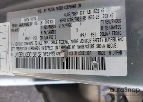 2013 Mazda Mazda2 Touring z USA, uszkodzony, nr VIN JM1DE1LY2D0158162